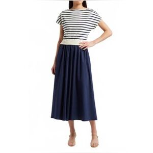 HYFVE Navy Striped Mixed Media Dress